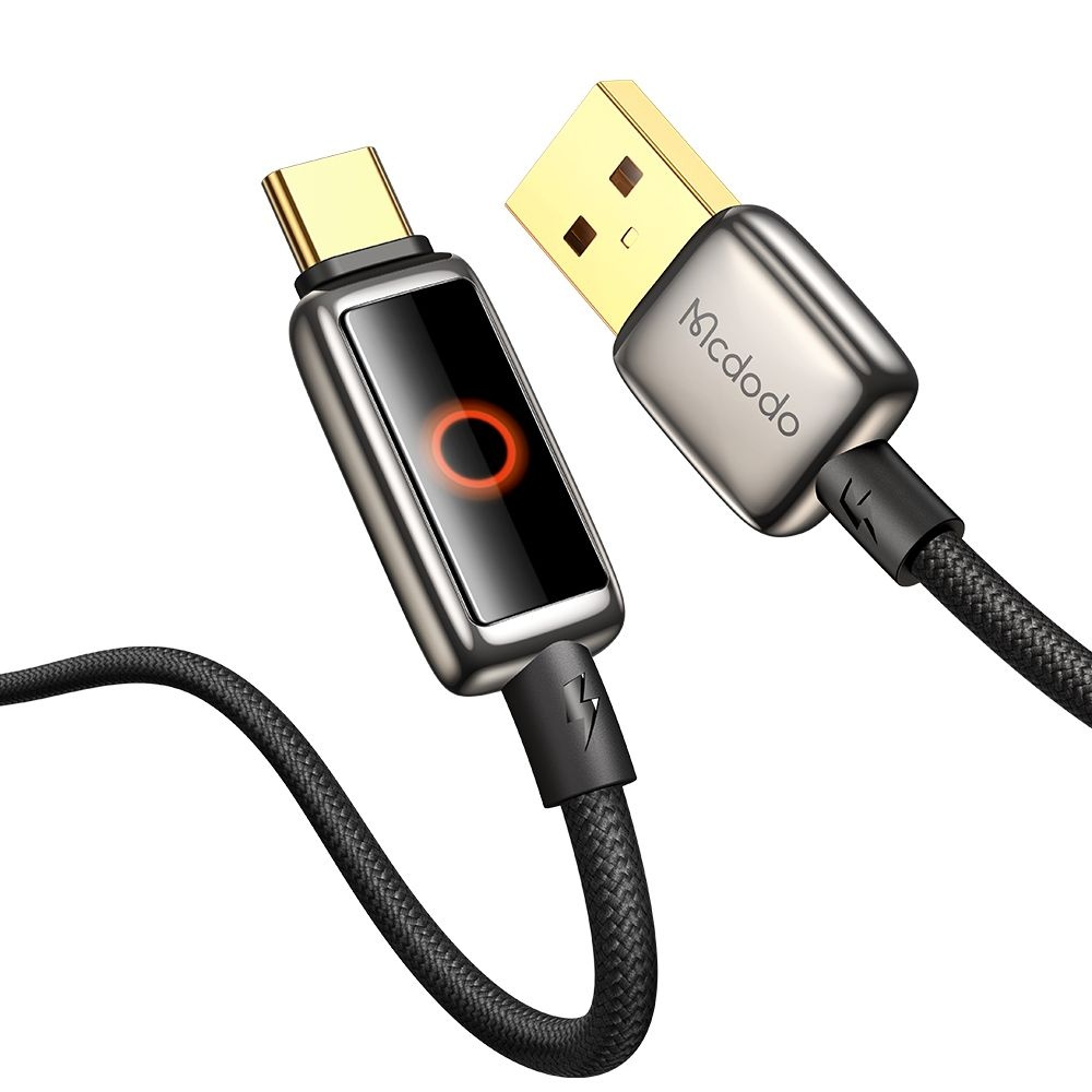 Levně Mcdodo – datový kabel (CA-6650) – s dýchacím světlem LED displej, USB-C na USB-A, automatické vypnutí, 6A, 1,2m – černý