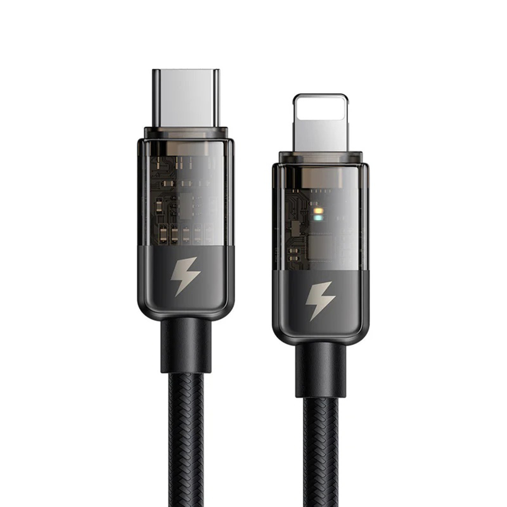 Levně Mcdodo – datový kabel (CA-3160) – USB-C na Lightning, 36W, transparentní design, automatické vypnutí, 1,2m – černý