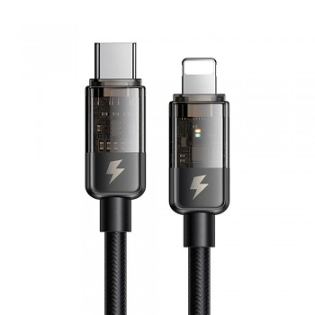 Mcdodo – datový kabel (CA-3160) – USB-C na Lightning, 36W, transparentní design, automatické vypnutí, 1,2m – černý