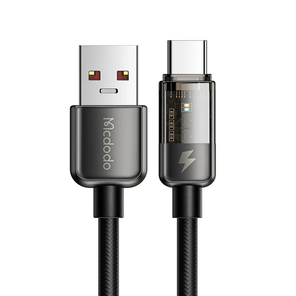 Levně Mcdodo – datový kabel (CA-3150) – USB na Type-C, 6A, super rychlé nabíjení, transparentní design, automatické vypnutí, 1,2m – černý