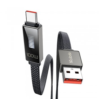 Mcdodo – datový kabel řady Rythm (CA-4980) – USB-A na Type-C, 6A, LED displej, rychlonabíjení, 1,2m – černý