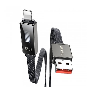 Mcdodo – datový kabel Rythm Series (CA-4970) – USB-A na Lightning, 3A, LED displej, 1,2m – černý