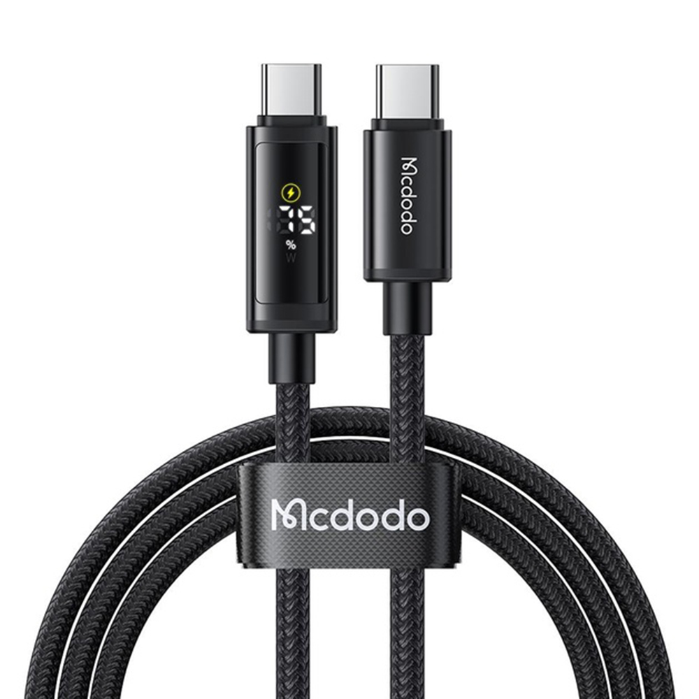 Levně Mcdodo – datový kabel (CA-8000) – USB-C na USB-C, duální LED displej, 100W, rychlé nabíjení, 1,2m – černý