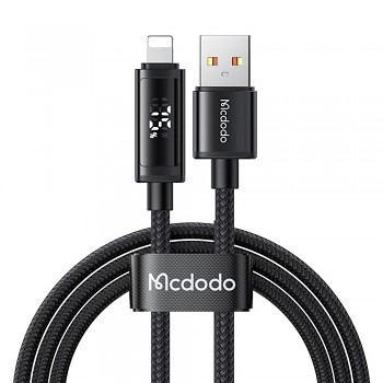 Mcdodo – datový kabel (CA-7970) – USB-A na Lightning, duální LED displej, 3A, 1,2m – černý