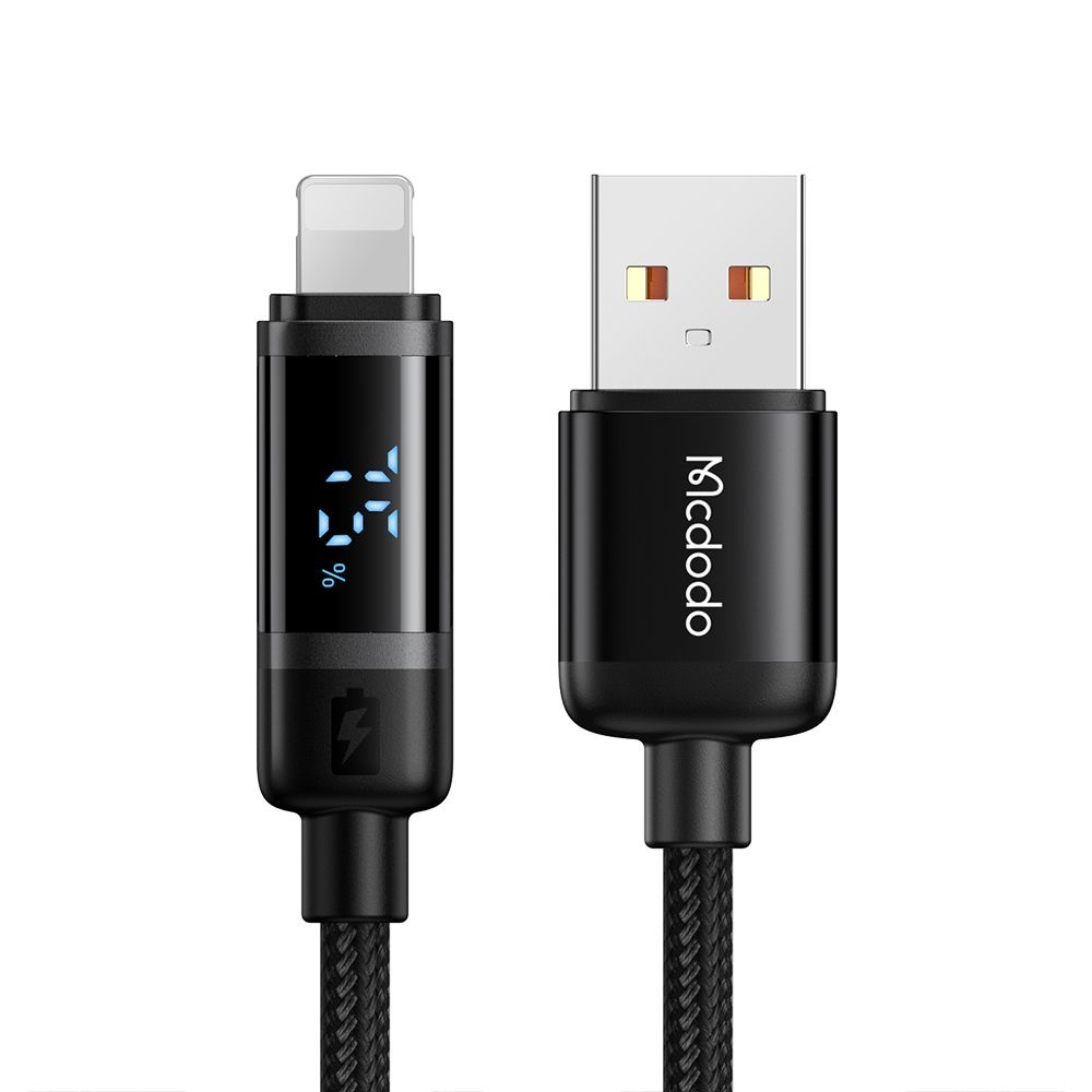 Levně Mcdodo – datový kabel řady BAT (CA-5000) – USB-A na Lightning, digitální displej, 1,2 m – černý