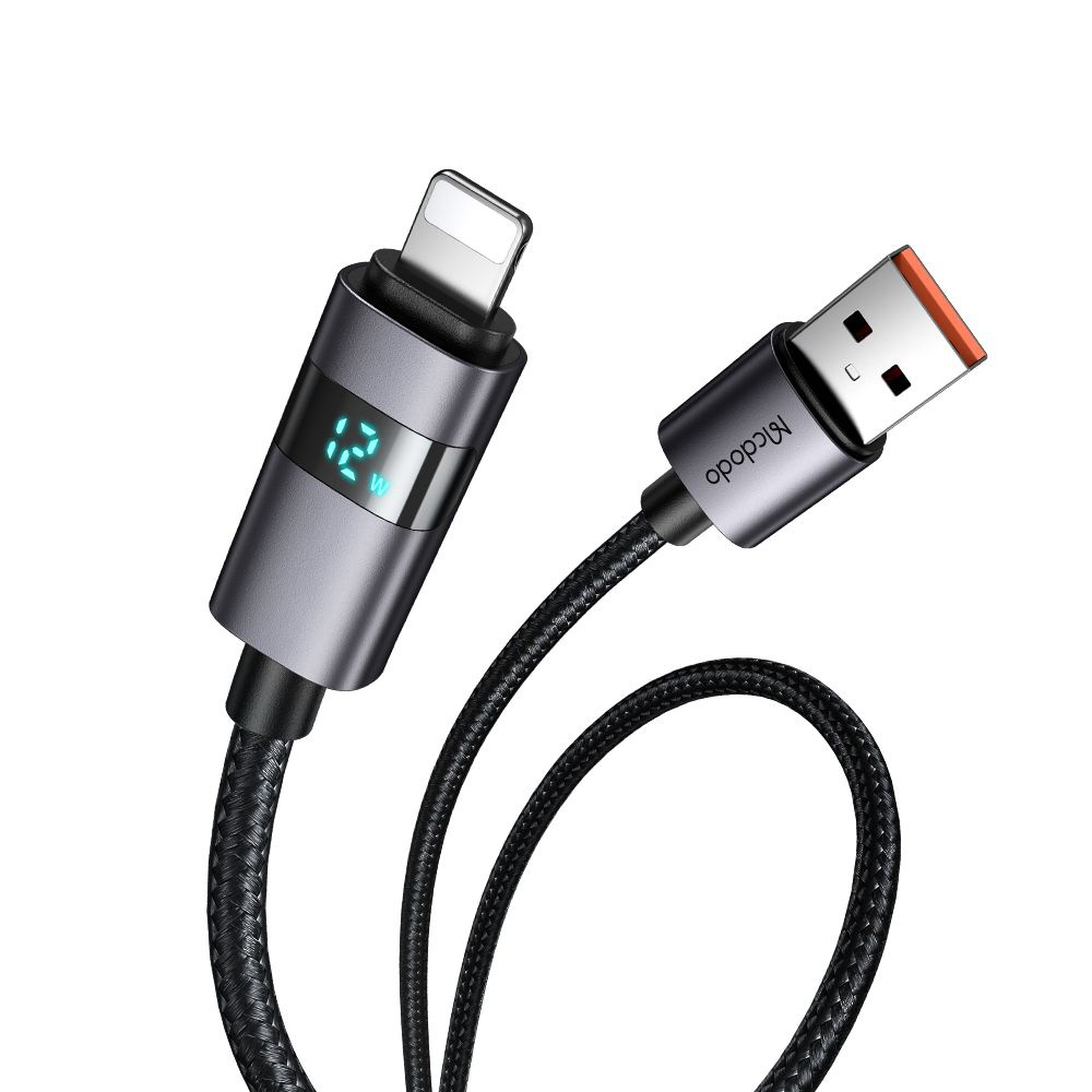 Levně Mcdodo – datový kabel (CA-6490) – USB-A na Lightning, LED displej, 3A, 1,2m – černý