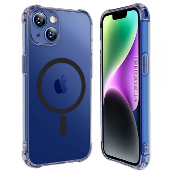 Techsuit - nárazuvzdorný průhledný silikonový MagSafe - iPhone 14 - kouřově černý