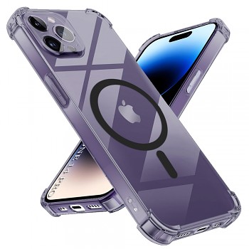 Techsuit - nárazuvzdorný průhledný silikonový MagSafe - iPhone 14 Pro - kouřově černá