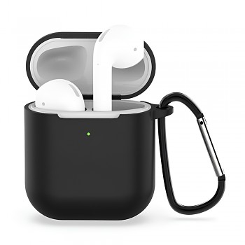 Techsuit – silikonové pouzdro – pro AirPods 1 / AirPods 2, hladký ultratenký materiál – černé