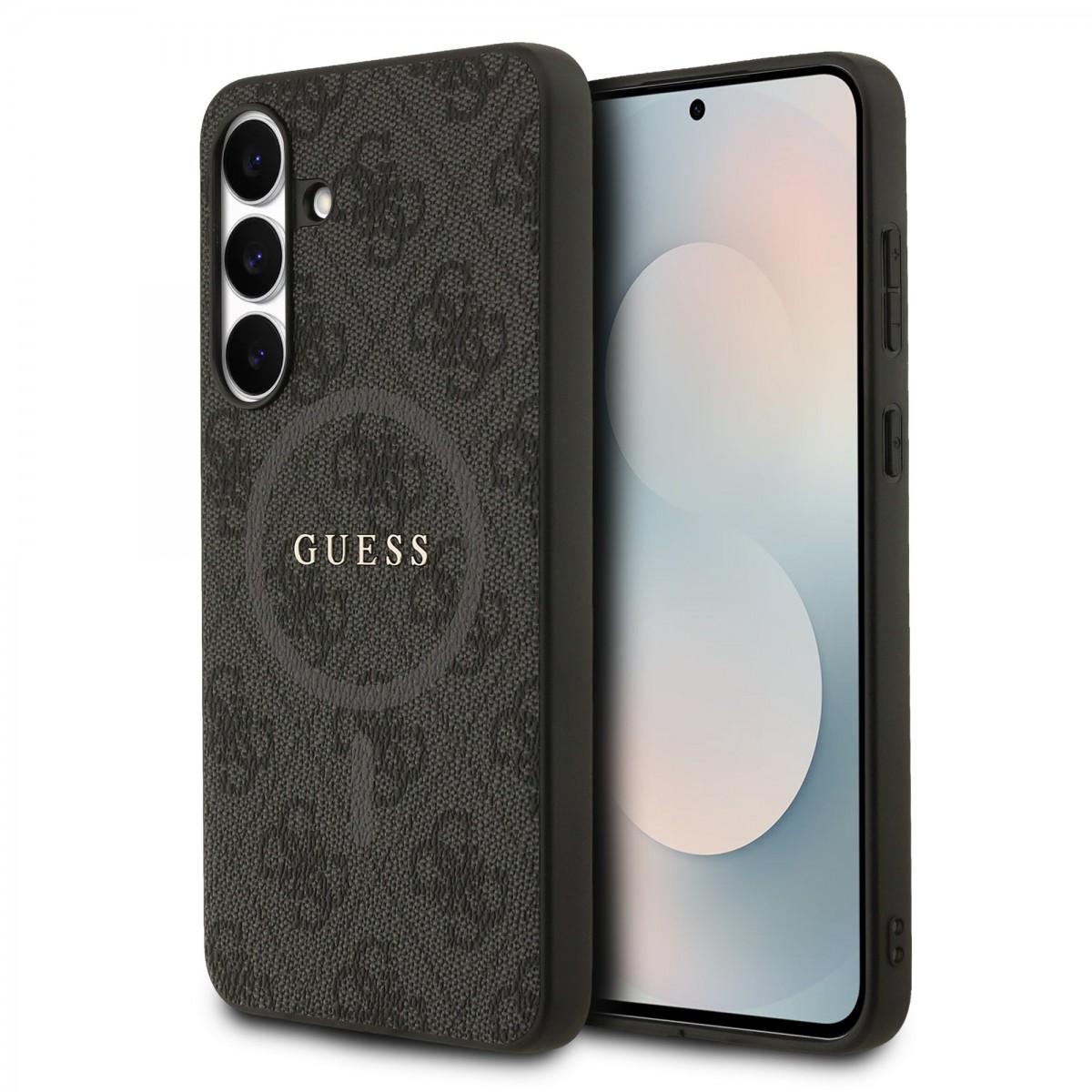 Levně Zadní kryt Guess PU Leather 4G Colored Ring MagSafe pro Samsung Galaxy S25 FE Black