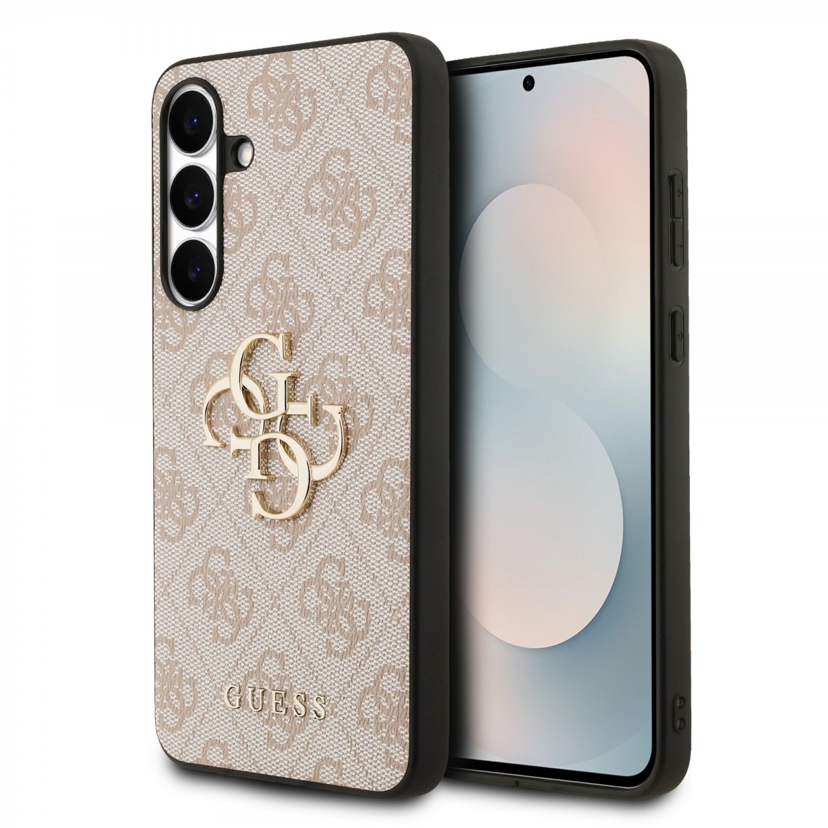 Levně Zadní kryt Guess PU 4G Metal Logo pro Samsung Galaxy S25 FE Pink