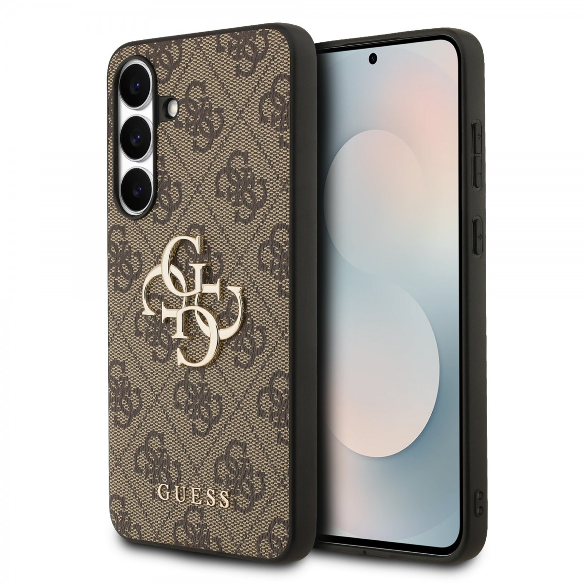 Levně Zadní kryt Guess PU 4G Metal Logo pro Samsung Galaxy S25 FE Brown