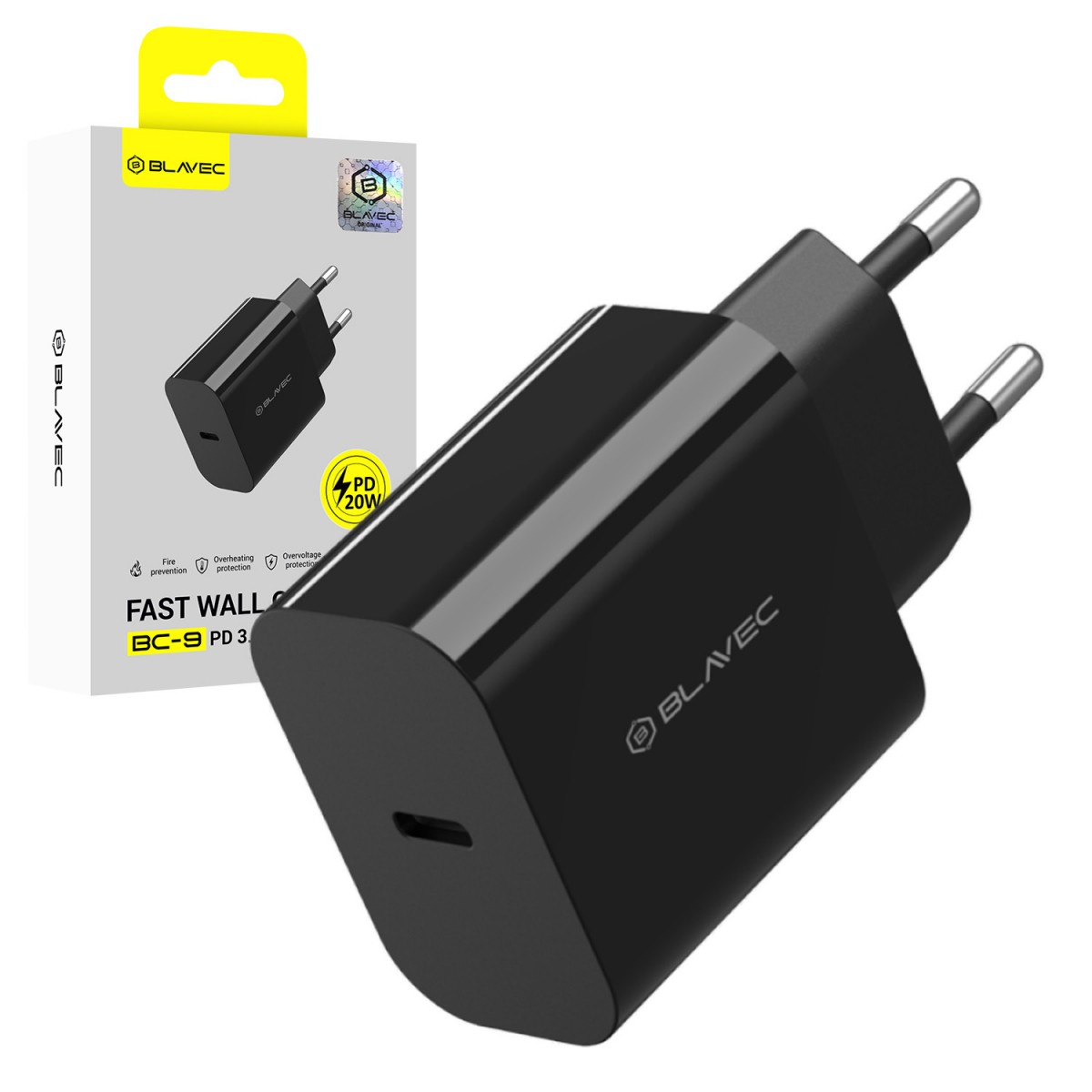 Levně Adaptér Blavec BC-9 – typ C – PD 20W 3A (TCBC9-CB203A) černý