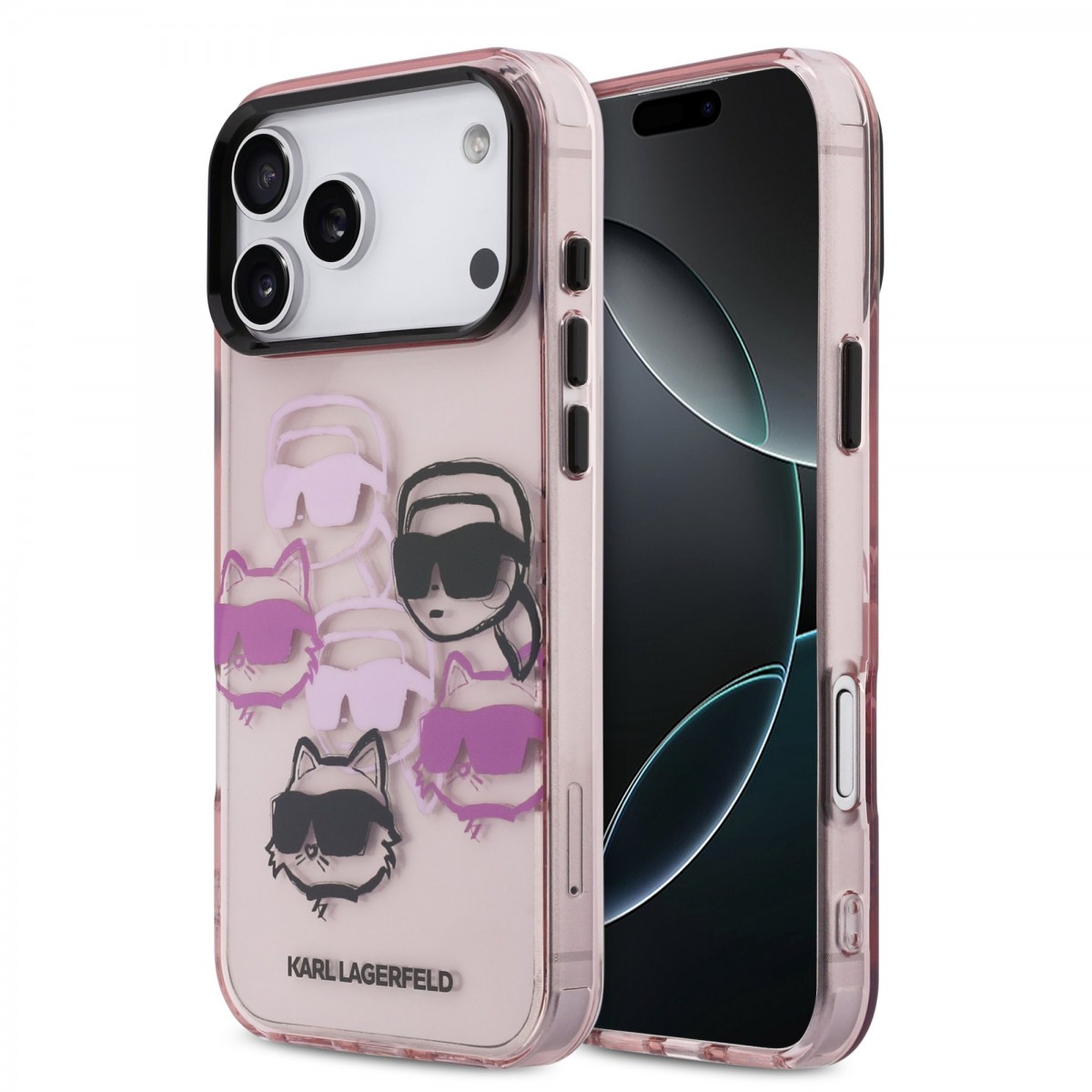 Zadní kryt Karl Lagerfeld IML Multi K&amp;CH Heads pro iPhone 17 Pro Max Pink