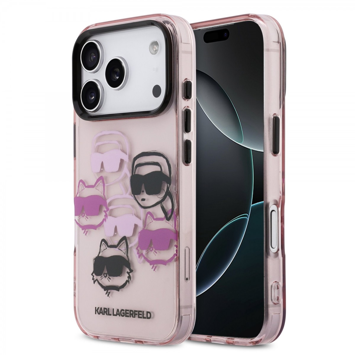Zadní kryt Karl Lagerfeld IML Multi K&amp;CH Heads pro iPhone 17 Pro Pink