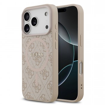 Zadní kryt Guess PU Leather 4G Colored Ring MagSafe pro iPhone 17 Pro Pink