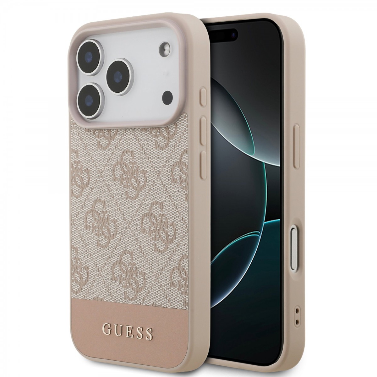 Levně Zadní kryt Guess PU 4G Stripe pro iPhone 17 Pro Pink