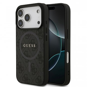 Zadní kryt Guess PU Leather 4G Colored Ring MagSafe pro iPhone 17 Pro Black