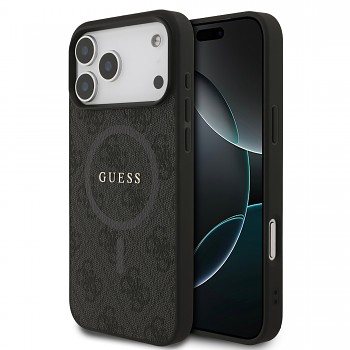 Zadní kryt Guess PU Leather 4G Colored Ring MagSafe pro iPhone 17 Pro Max Black