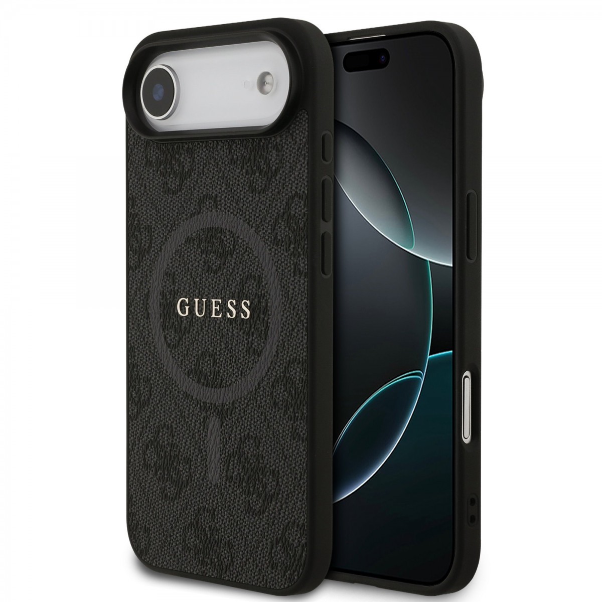 Levně Zadní kryt Guess PU Leather 4G Colored Ring MagSafe pro iPhone Air Black