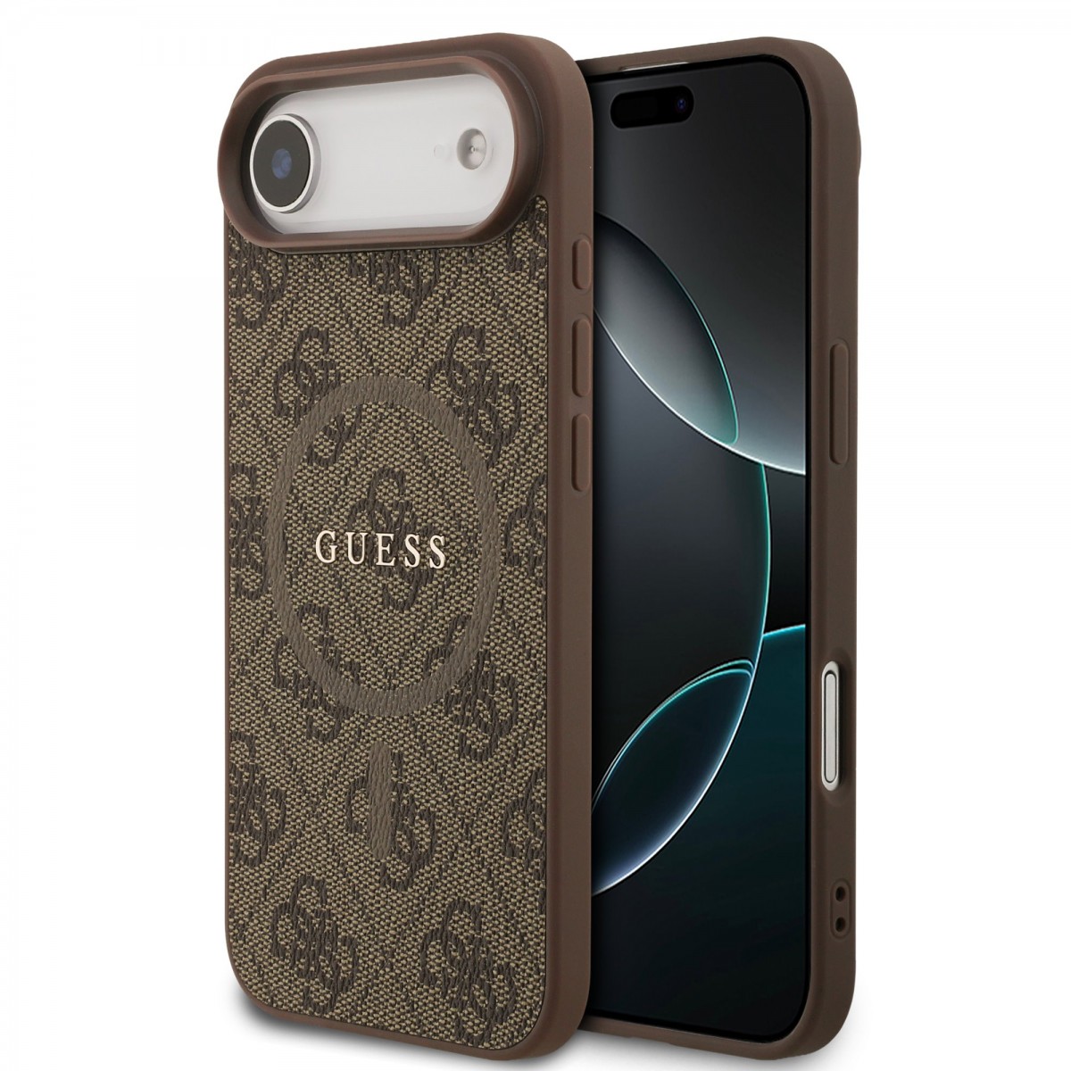 Levně Zadní kryt Guess PU Leather 4G Colored Ring MagSafe pro iPhone Air Brown