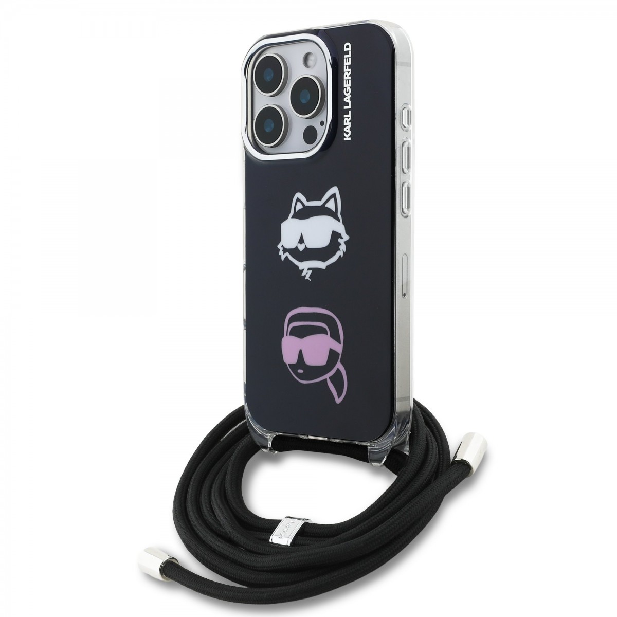 Levně Zadní kryt Karl Lagerfeld IML Crossbody K&CH Heads pro iPhone 16 Pro Black