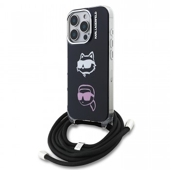 Zadní kryt Karl Lagerfeld IML Crossbody K&CH Heads pro iPhone 16 Pro Black