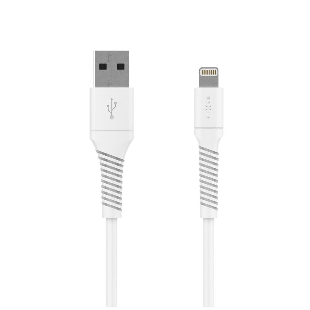 Levně Datový a nabíjecí kabel FIXED s konektory USB/Lightning, 1.2m, USB 2.0, bílý
