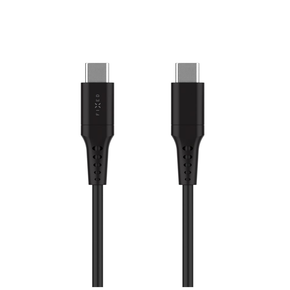 Levně Krátký nabíjecí a datový Liquid silicone kabel FIXED s konektory USB-C/USB-C a podporou PD, 0.3m, USB 2.0, 60W, černý