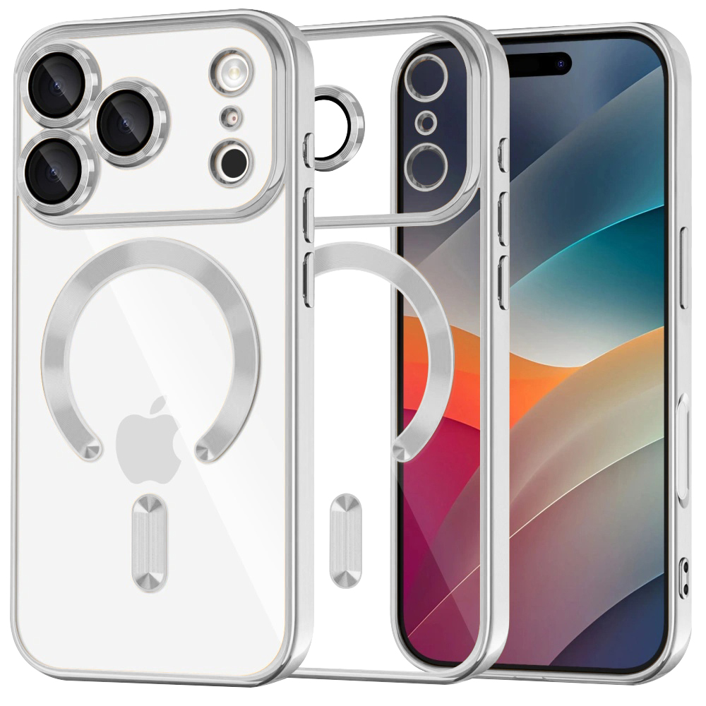 Levně Techsuit – luxusní křišťálový MagSafe – iPhone 17 Pro – stříbrný