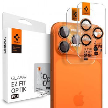 Spigen - Optik.tR EZ Fit Pro sklo fotoaparátu (2 balení) - iPhone 17 Pro/Max/16 Pro/Max/15 Pro/Max/14 Pro/Max - Orange