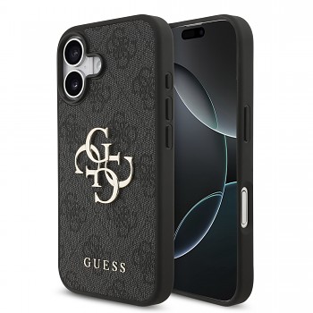 Zadní kryt Guess PU 4G Metal Logo pro iPhone 17 Grey