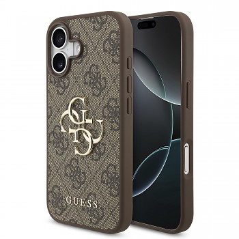 Zadní kryt Guess PU 4G Metal Logo pro iPhone 17 Brown