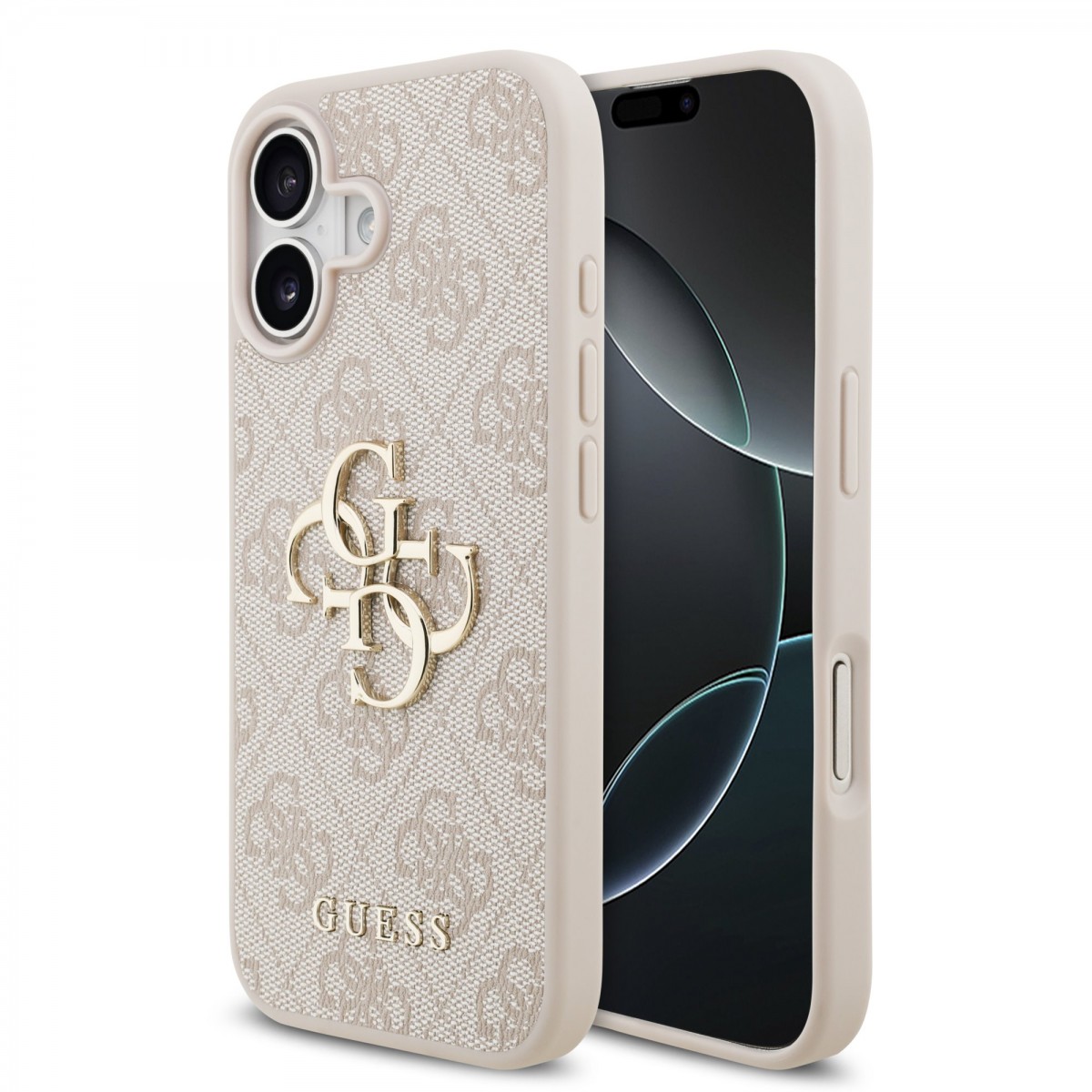 Levně Zadní kryt Guess PU 4G Metal Logo pro iPhone 17 Pink