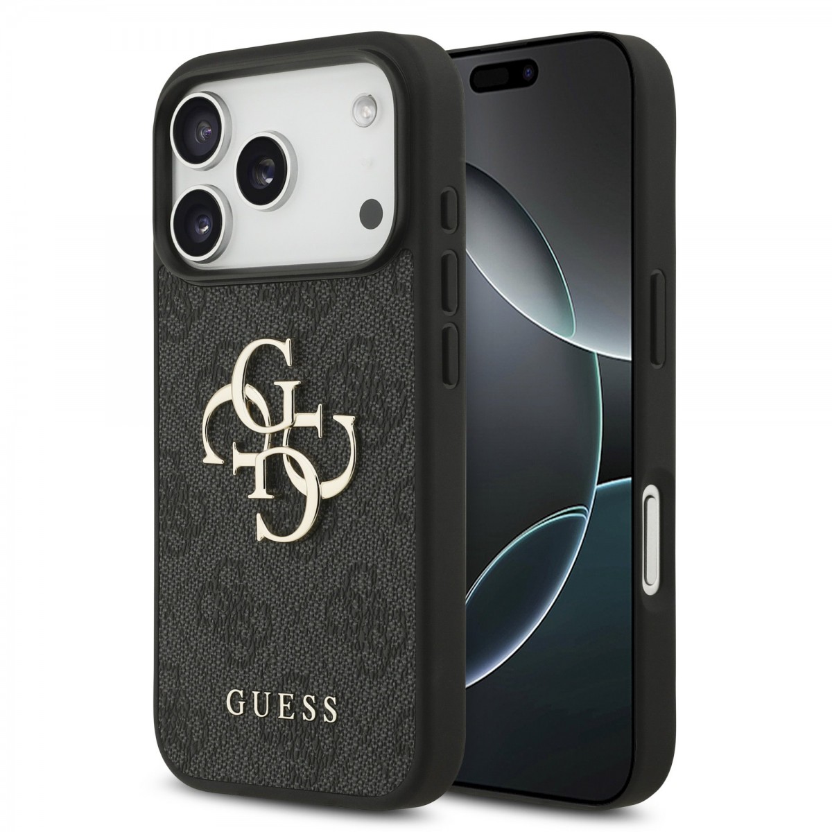 Levně Zadní kryt Guess PU 4G Metal Logo pro iPhone 17 Pro Grey