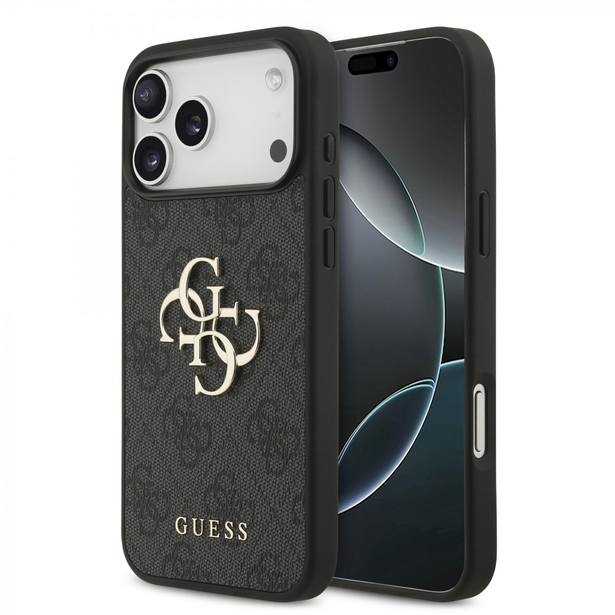 Levně Zadní kryt Guess PU 4G Metal Logo pro iPhone 17 Pro Max Grey