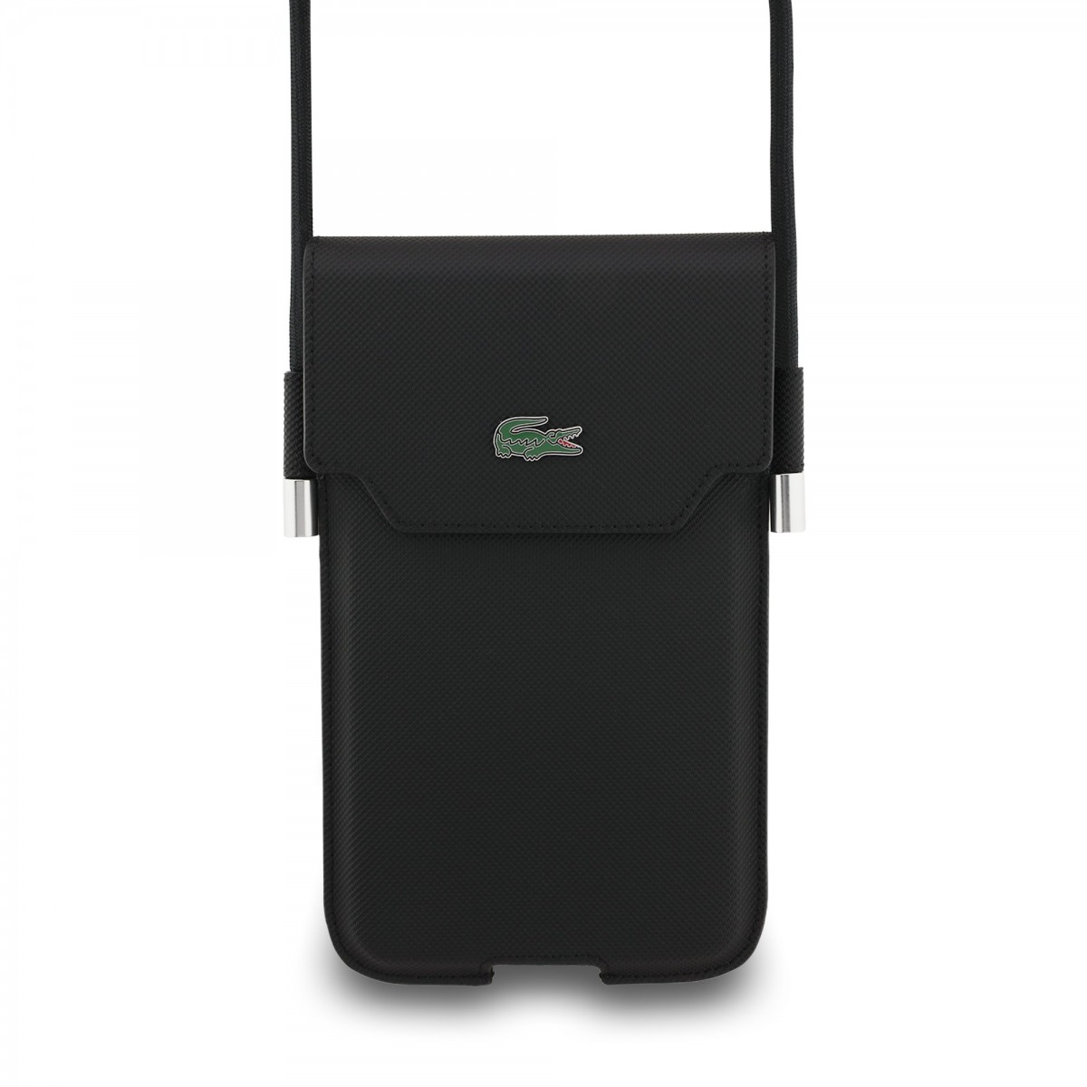 Levně Kabelka na telefon Lacoste PVC Iconic Petit Pique Metal Logo XL Black
