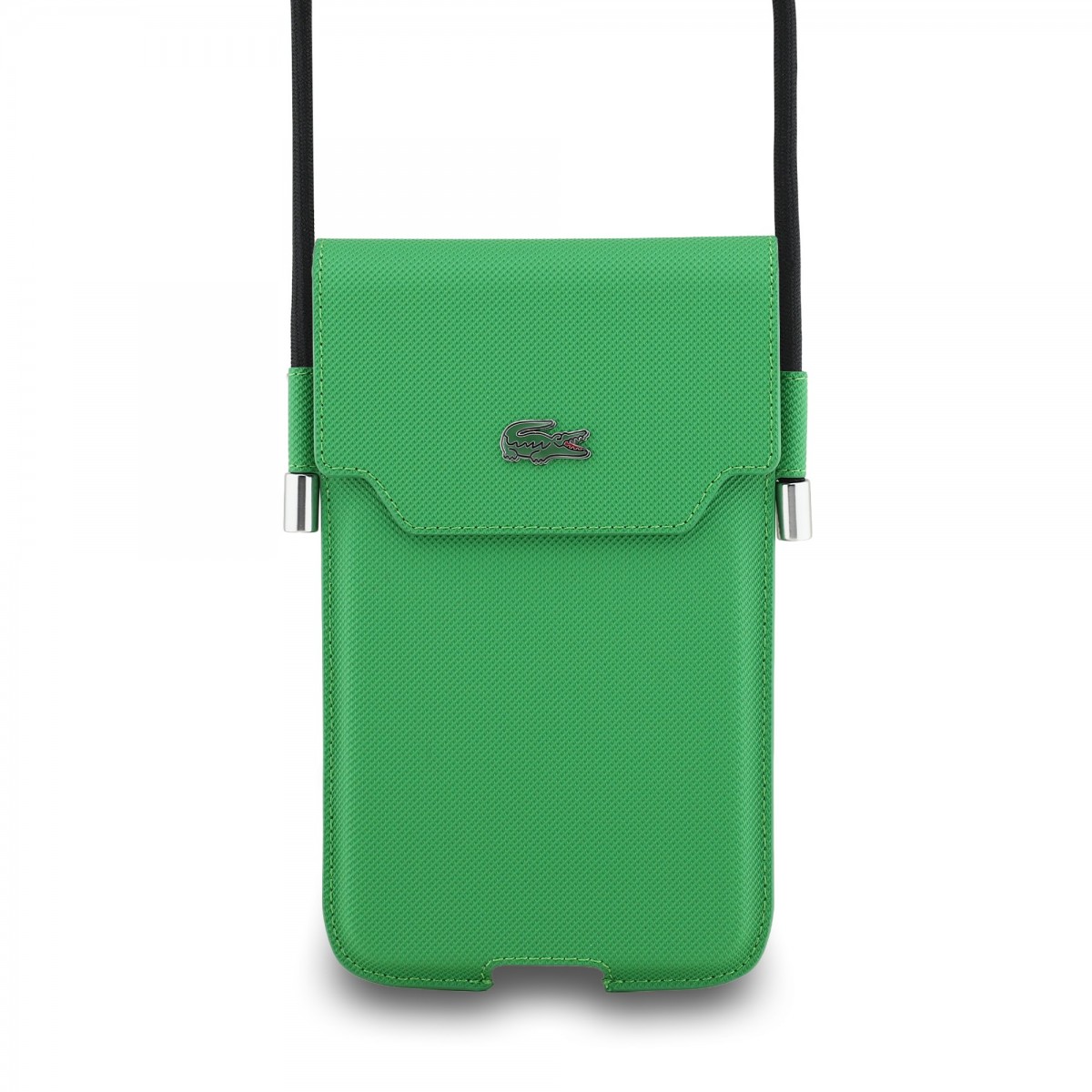 Levně Kabelka na telefon Lacoste PVC Iconic Petit Pique Metal Logo XL Green