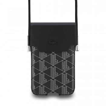 Kabelka na telefon Lacoste PVC Blend Monogram Metal Logo XL Black