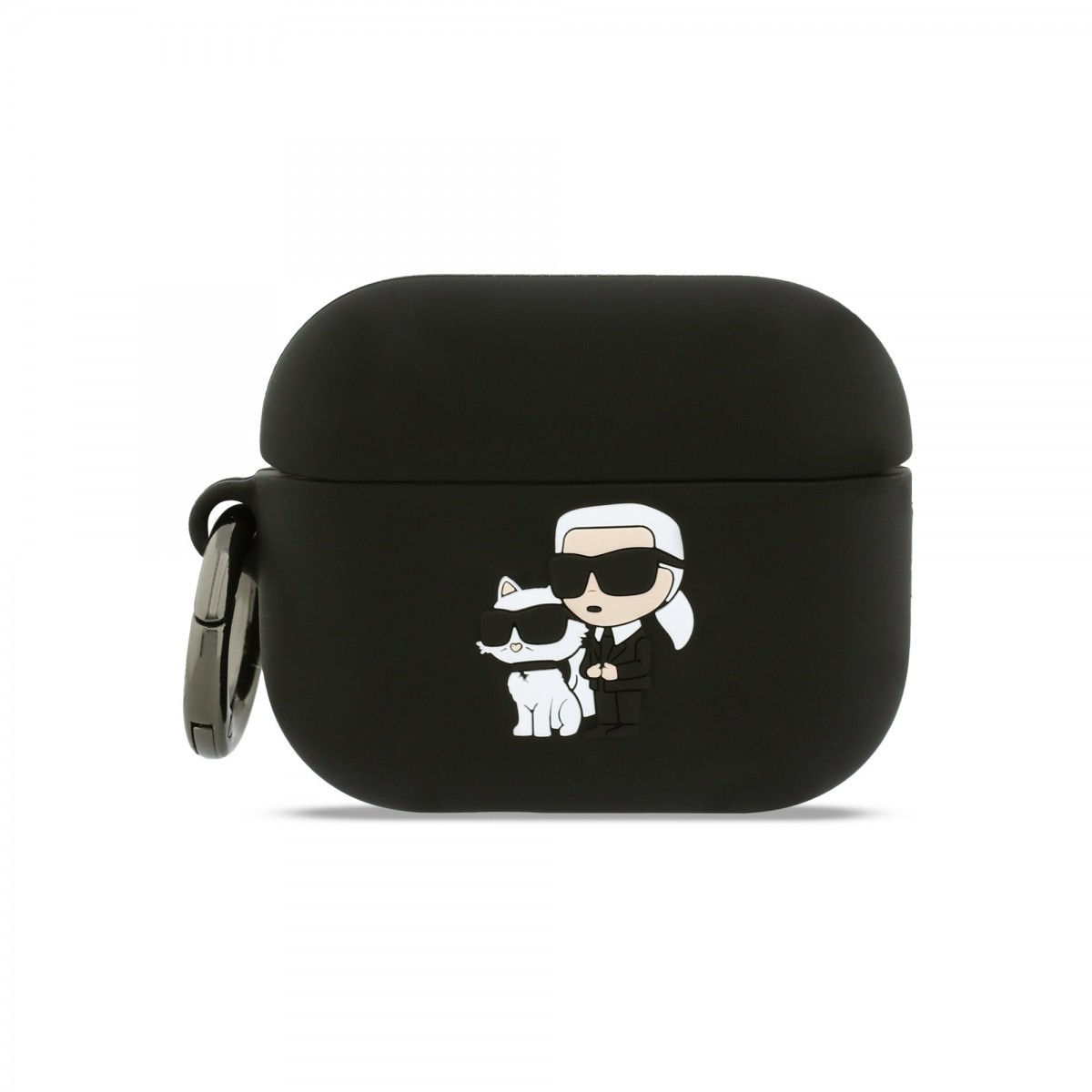 Silikonové pouzdro Karl Lagerfeld 3D Logo NFT Karl and Choupette pro AirPods Pro 3 Black