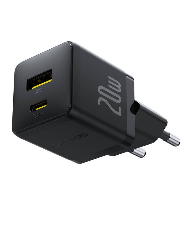 Levně Adaptér Baseus Palm Fast USB-A + USB-C 20W Black