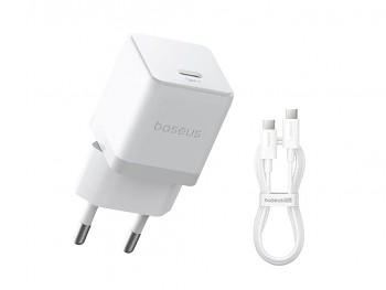 Nabíječka Baseus Palm Fast USB-C 20W + Datový Kabel USB-C/USB-C 1m White
