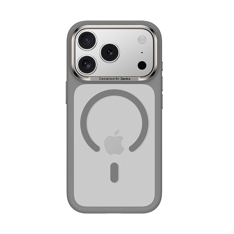 Levně Magnetický kryt Benks Mist s kovovým rámem pro iPhone 17 Pro Max (s tlačítkem pro ovládání fotoaparátu) šedý