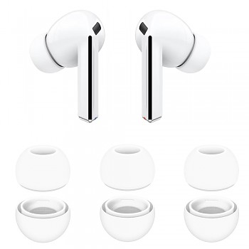 Techsuit - (balení 3 ks) náhradní špunty AirVibe (ET3) - pro Samsung Galaxy Buds 3 Pro, prémiový silikon velikosti S, M, L - bílé