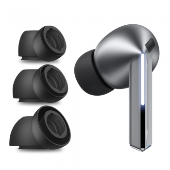 Techsuit - (3 balení) náhradní špičky AirVibe (ET3) - pro Samsung Galaxy Buds 3 Pro, prémiový silikon velikosti S, M, L - černé