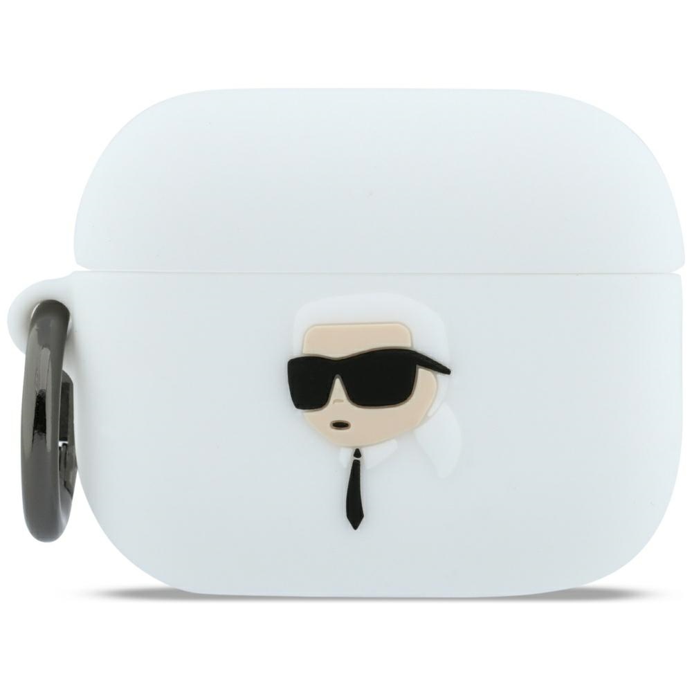 Levně Karl Lagerfeld - Silicone Karl Head 3D (KLAP3RUNIKH) - Apple AirPods Pro 3 - bílá