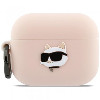 Karl Lagerfeld – silikonová hlava Choupette 3D (KLAP3RUNCHP) – Apple AirPods Pro 3 – růžová
