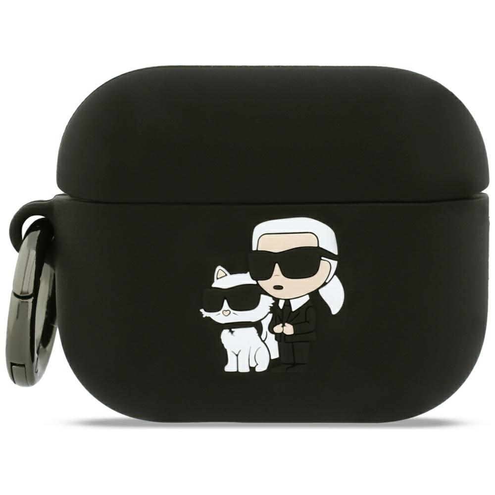 Karl Lagerfeld – silikonová hlava Karl &amp; Choupette 3D (KLAP3RUNKC) – Apple AirPods Pro 3 – černá