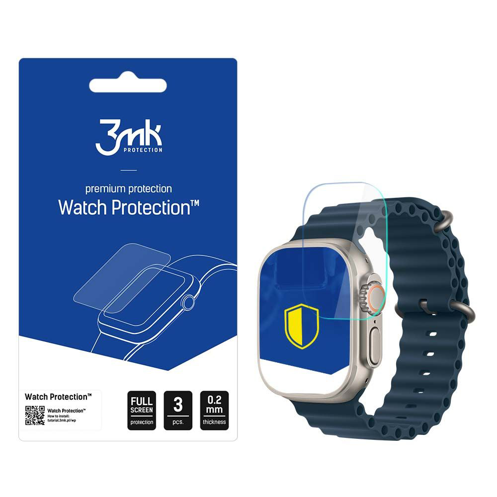 Levně 3mk - FlexibleGlass (3 kusy) - Apple Watch Ultra / Ultra 2 / Ultra 3 - čirá