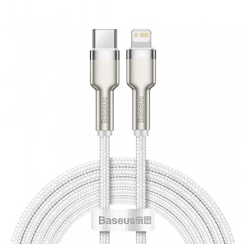 Baseus – datový kabel řady Cafule Metal (CATLJK-B02) – Type-C na Lightning, 20W, 2m – bílý